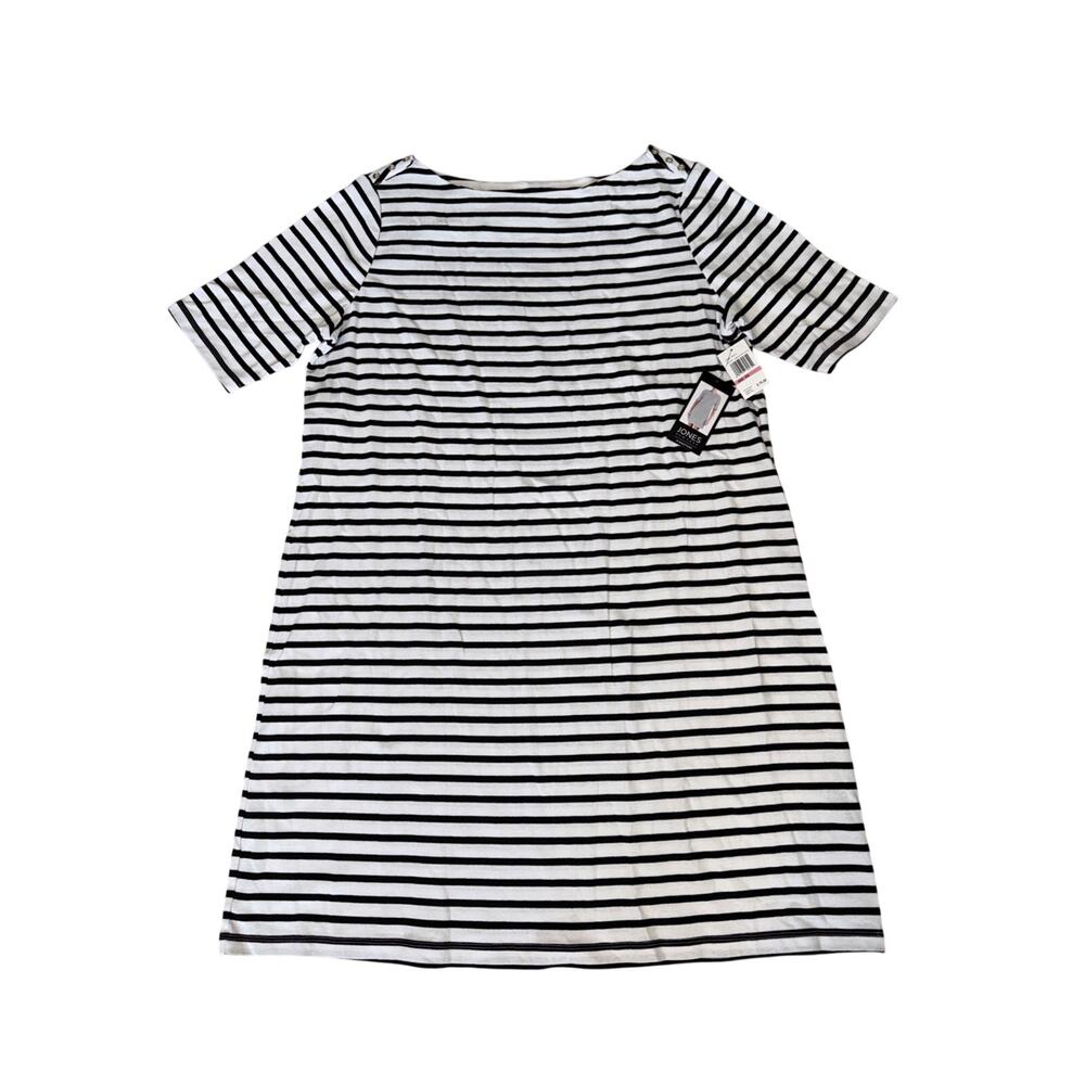 Jones New York Women's Striped 3/4 Sleeve Buttons Size 2XL White and Black Comfy